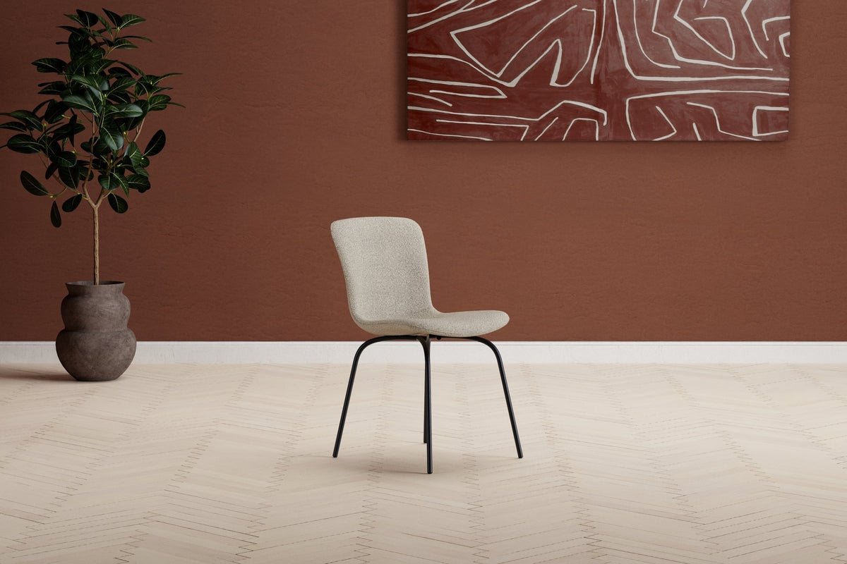 Luxusbetten24 Leo Esszimmerstuhl 2er Set in Beige mit schwarzen Beinen