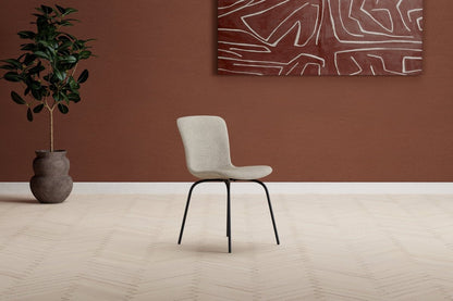 Luxusbetten24 Leo Esszimmerstuhl 2er Set in Beige mit schwarzen Beinen