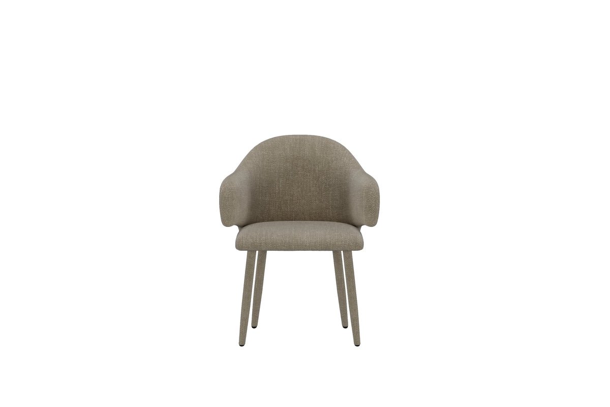 Luxusbetten24 Jubi 2er Set Esszimmerstuhl Stoffbezogene Metallbeine Beige