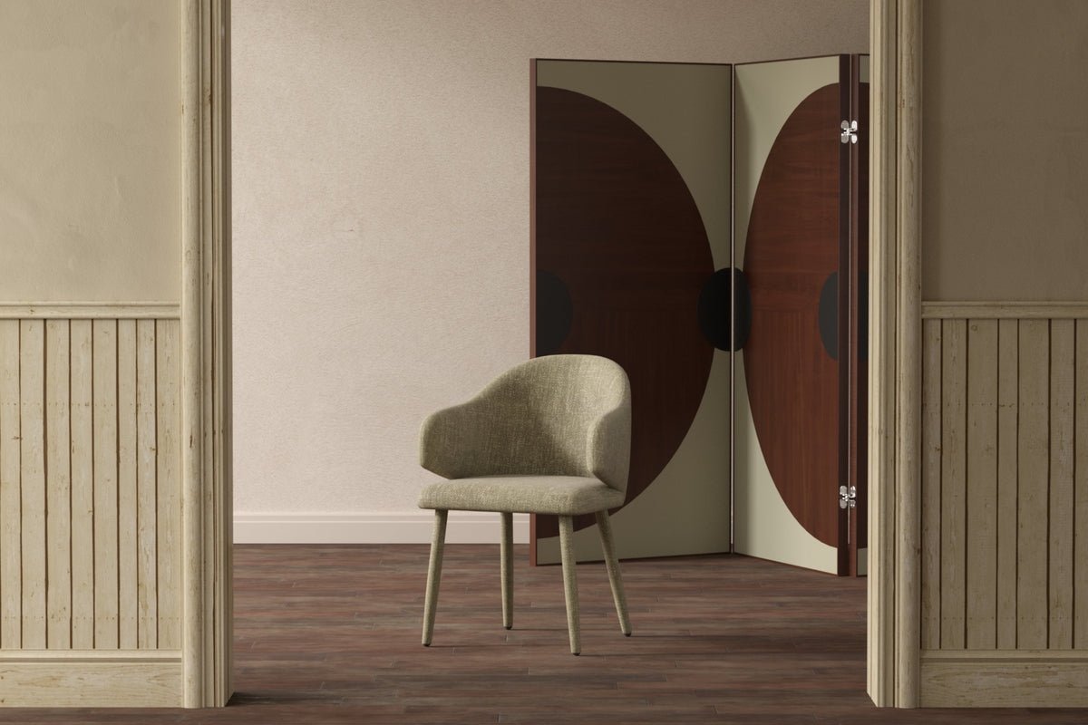 Luxusbetten24 Jubi 2er Set Esszimmerstuhl Stoffbezogene Metallbeine Beige