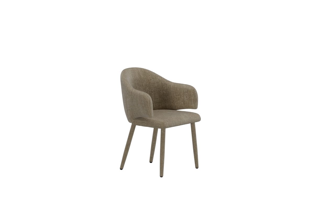 Luxusbetten24 Jubi 2er Set Esszimmerstuhl Stoffbezogene Metallbeine Beige