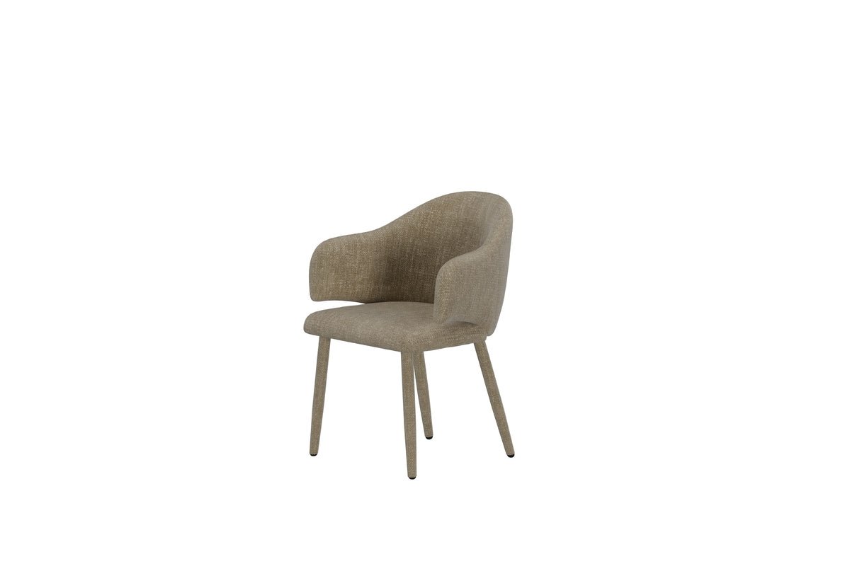 Luxusbetten24 Jubi 2er Set Esszimmerstuhl Stoffbezogene Metallbeine Beige