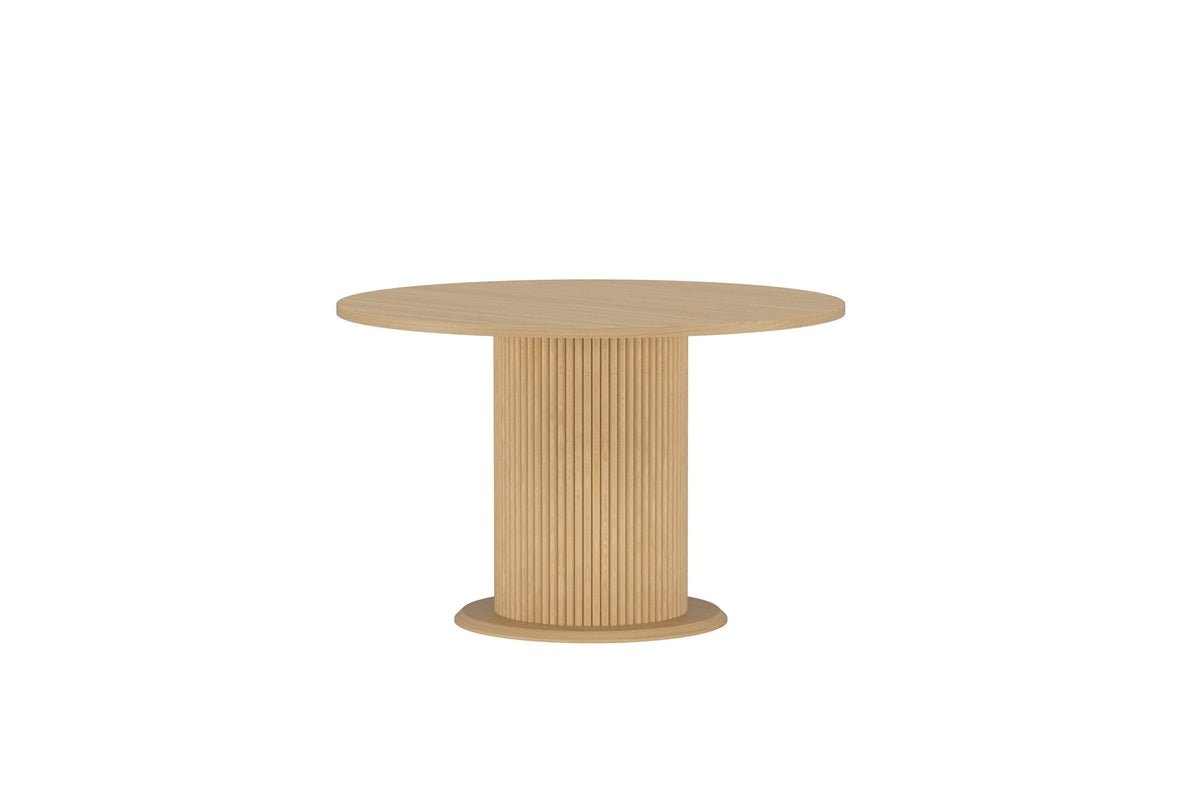 Luxusbetten24 Esstisch Elsa Rund mit gerippter Säule und Holzoptik, Beige