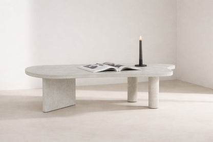 Luxusbetten24 Adam Couchtisch Betonoptik Hellgrau, asymmetrisches Design Modern