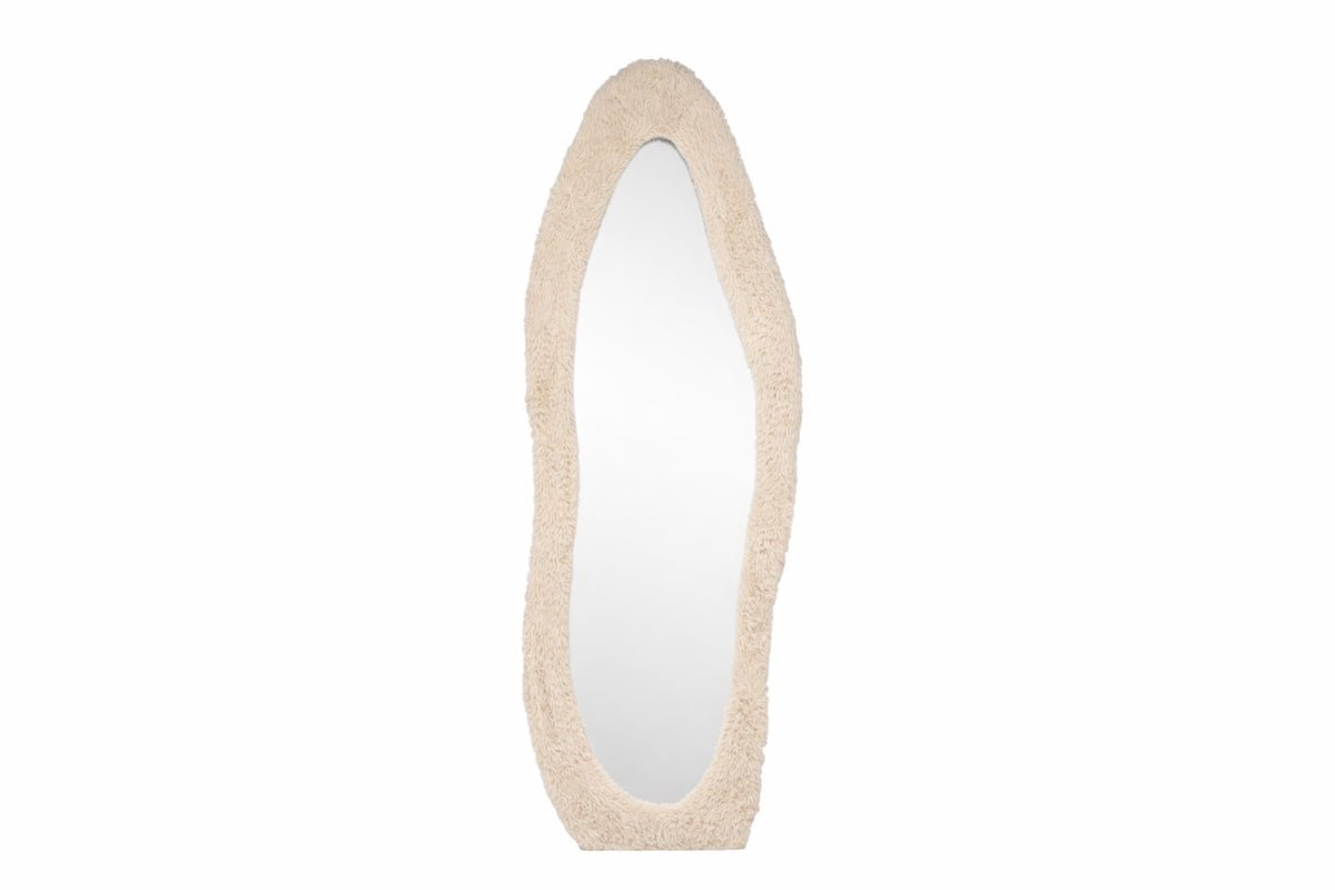 Luxusbetten24 Spiegel Rachel Beige Kunstfellrahmen Wandspiegel Modern Dekor