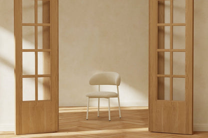 Luxusbetten24 Fernand 2er Set Esszimmerstuhl Beige Stahlgestell Modell