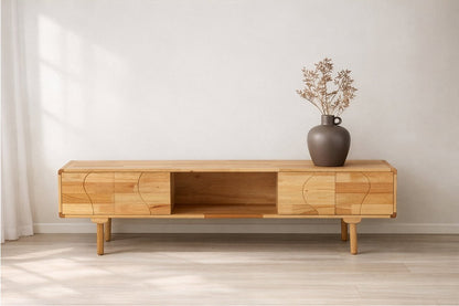 Luxusbetten24 Janice Sideboard aus Gummibaumholz, Natur 200 cm