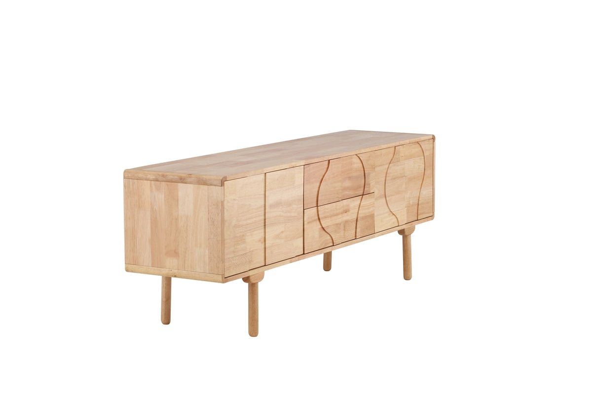 Luxusbetten24 Kommode Feri Sideboard 180 cm Gummibaumholz Natur Wohnzimmer