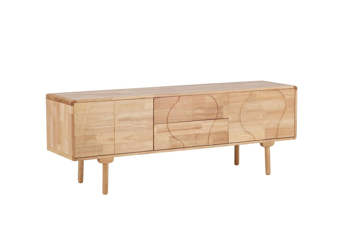 Luxusbetten24 Kommode Feri Sideboard 180 cm Gummibaumholz Natur Wohnzimmer