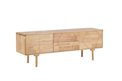 Luxusbetten24 Kommode Feri Sideboard 180 cm Gummibaumholz Natur Wohnzimmer