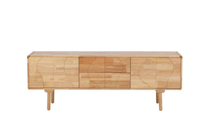 Luxusbetten24 Kommode Feri Sideboard 180 cm Gummibaumholz Natur Wohnzimmer
