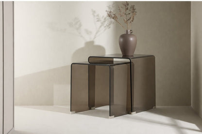 Beistelltisch Isaro - 2 teiliges Set aus Braunglas