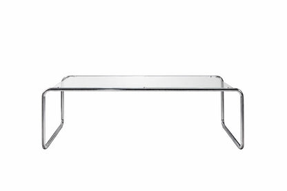 Luxusbetten24 Andi Couchtisch, Glastisch mit silbernem Metallrahmen, Silber