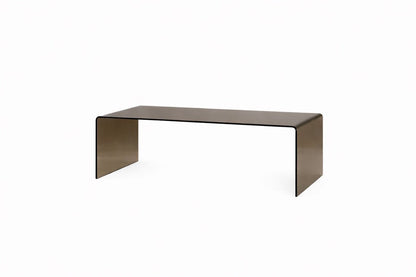Luxusbetten24 Jorena Beistelltisch, Gebogenes Braunes Glas, Braun