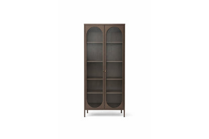 Belano Vitrine 2‑türig mit Wellenglas Braun für Wohnbereich