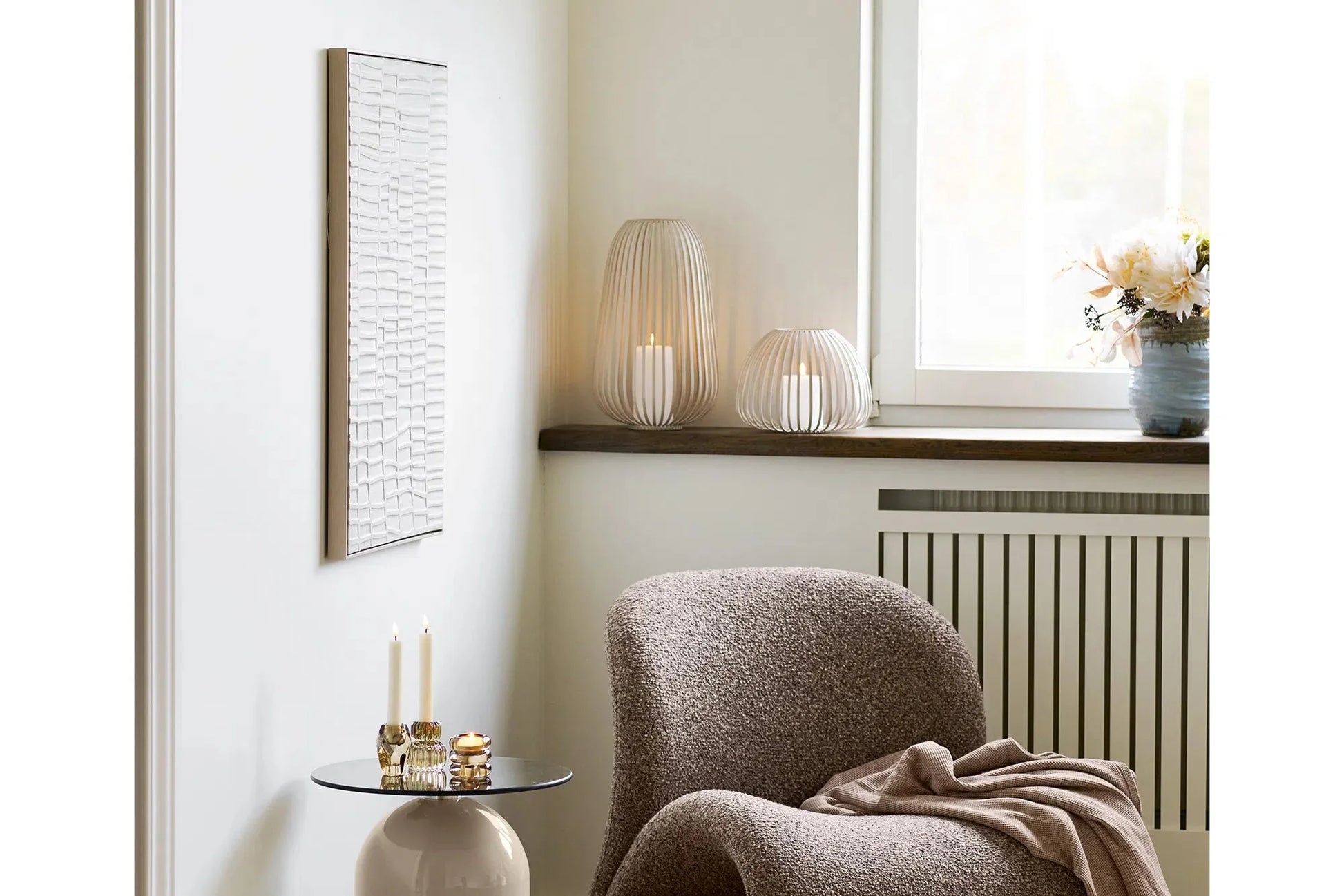 Luxusbetten24 Varnoria Kerzenhalter – Metall, Beige, Modernes Wohnzimmer Stilvoll