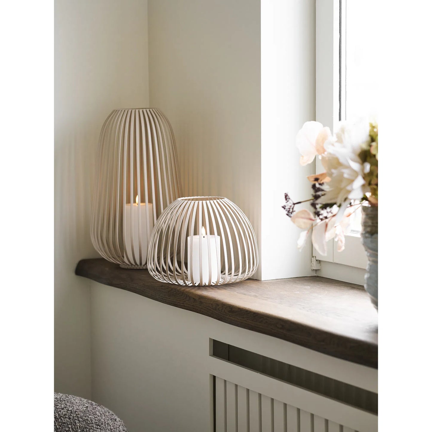 Luxusbetten24 Varnoria Kerzenhalter – Metall, Beige, Modernes Wohnzimmer Stilvoll