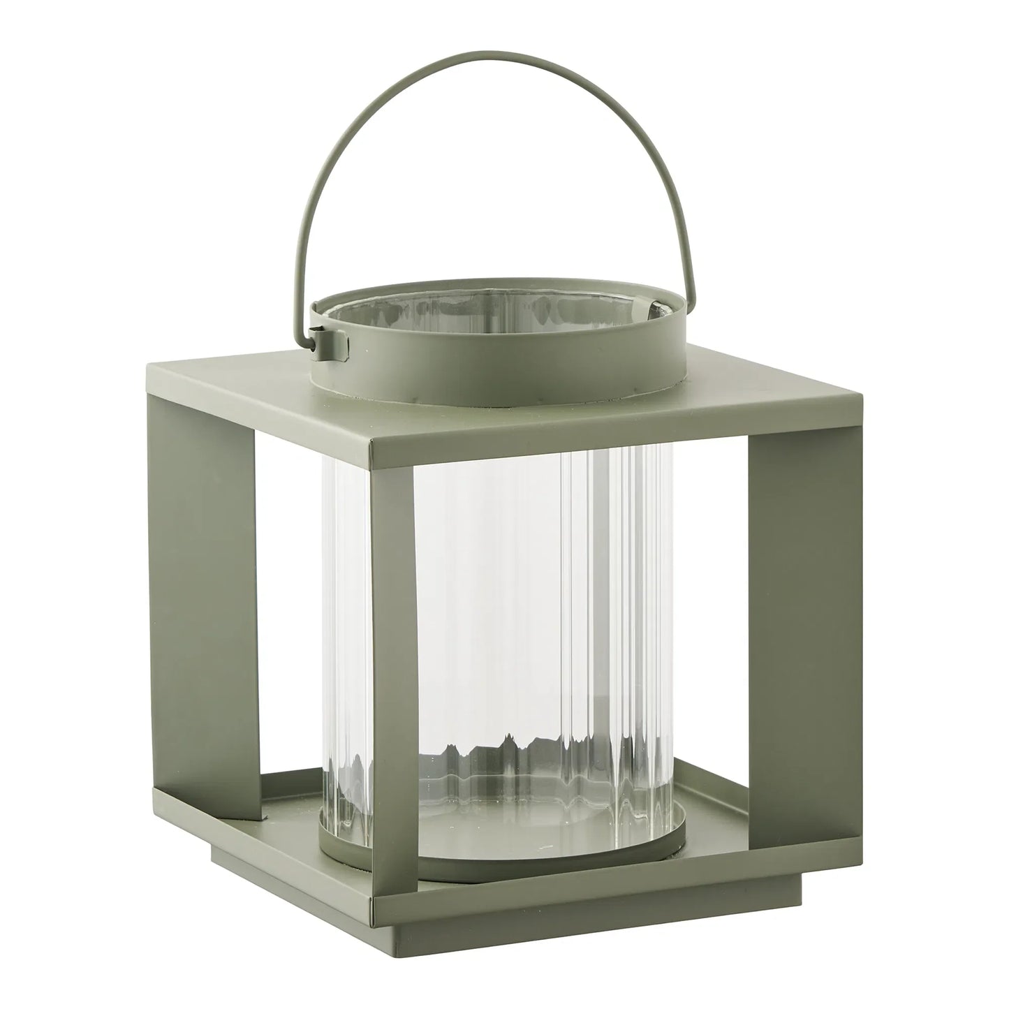 Luxusbetten24 Eirnova Kerzenlaterne aus Metall und Glas, grün