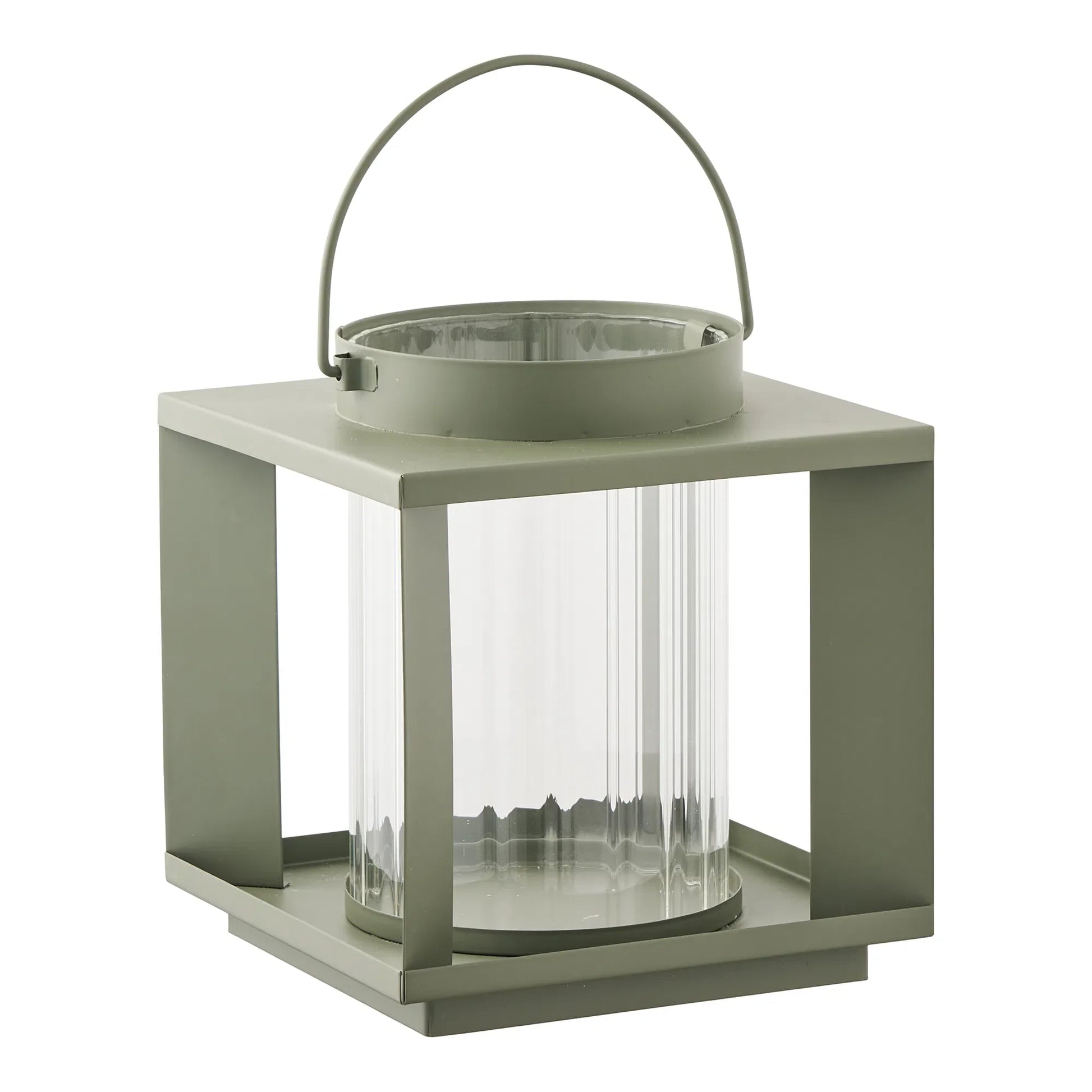 Luxusbetten24 Eirnova Kerzenlaterne aus Metall und Glas, grün
