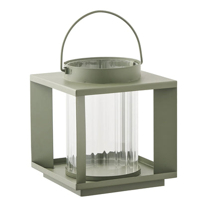 Luxusbetten24 Eirnova Kerzenlaterne aus Metall und Glas, grün