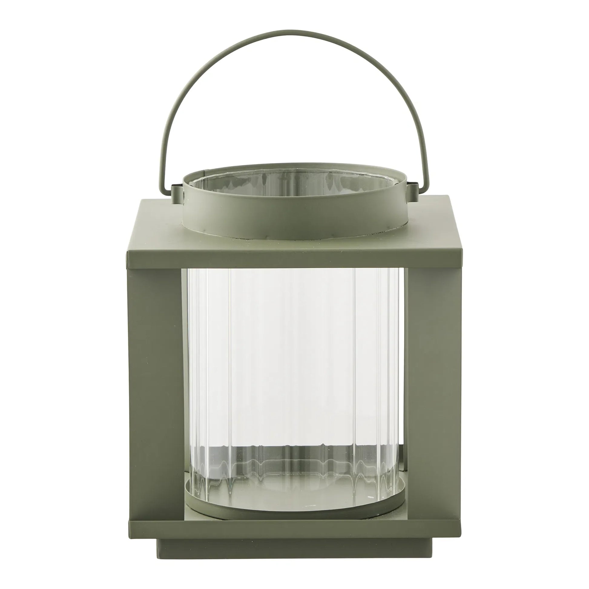 Luxusbetten24 Eirnova Kerzenlaterne aus Metall und Glas, grün