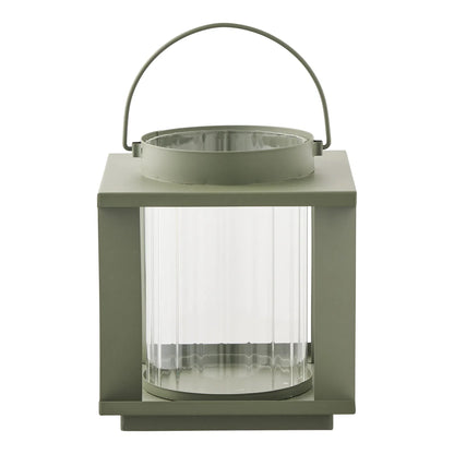 Luxusbetten24 Eirnova Kerzenlaterne aus Metall und Glas, grün