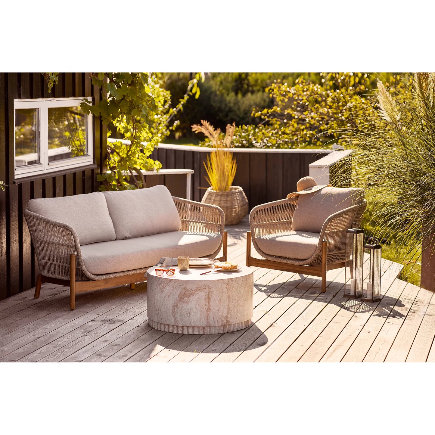 Luxusbetten24 Solmera Gartenkerzenlaterne Metall Glas Bronze für Außen