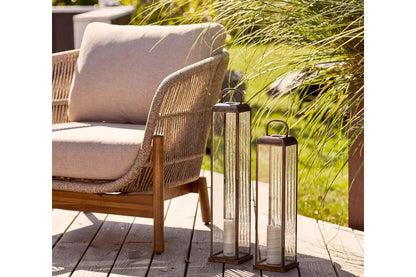 Luxusbetten24 Solmera Gartenkerzenlaterne Metall Glas Bronze für Außen