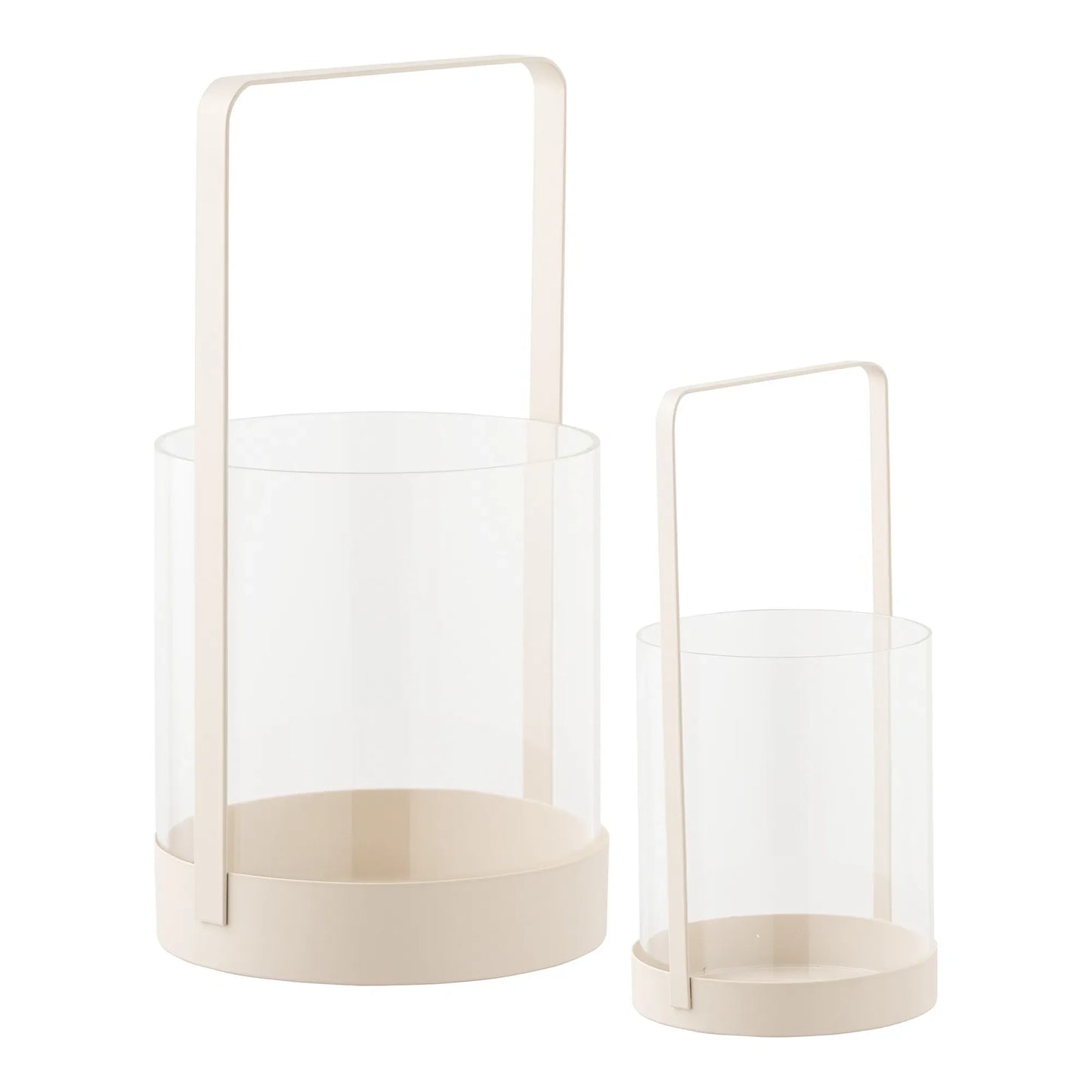 Luxusbetten24 Kerzenhalter Narviona – Eleganter Metall-Glas 2er‑Set in Beige