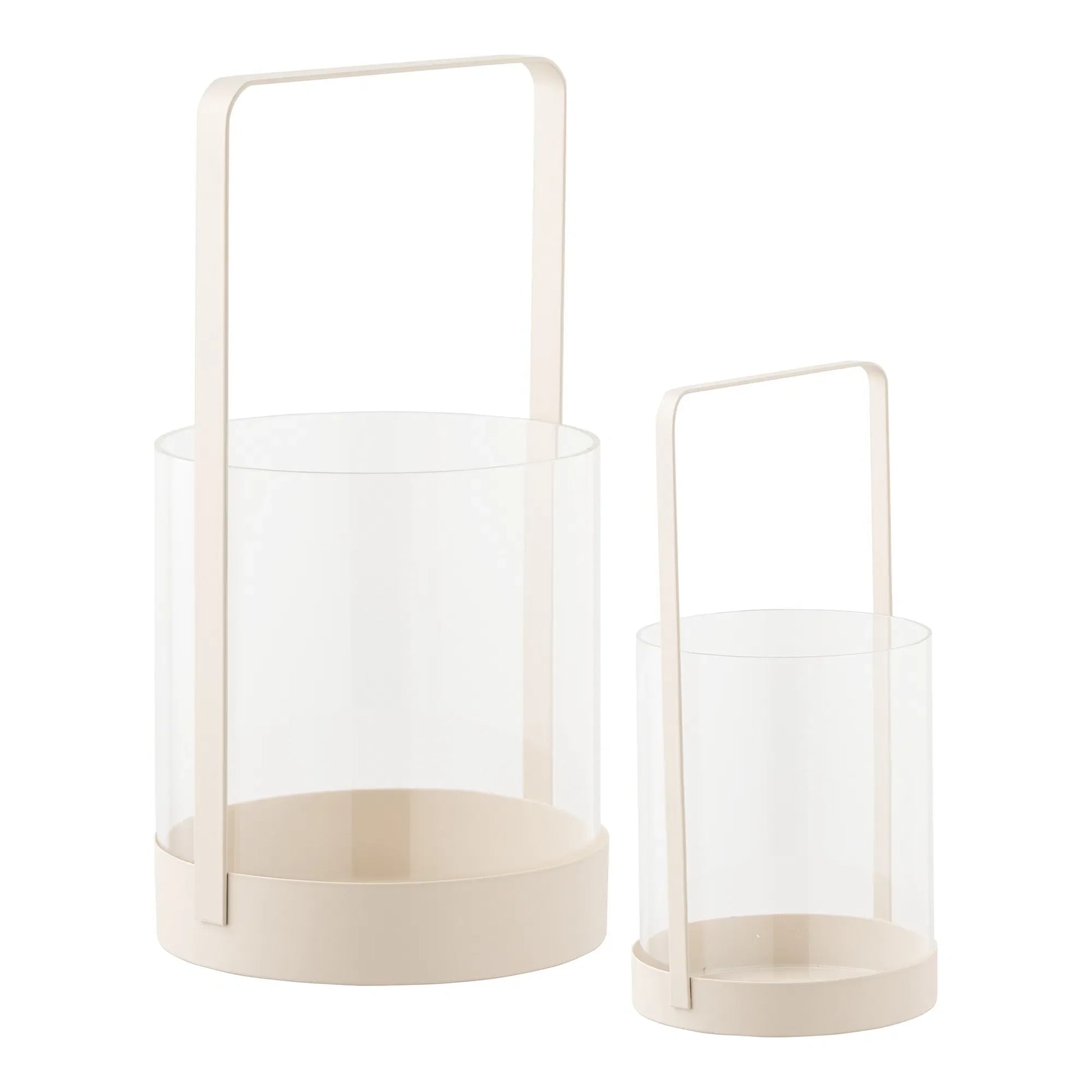 Luxusbetten24 Kerzenhalter Narviona – Eleganter Metall-Glas 2er‑Set in Beige