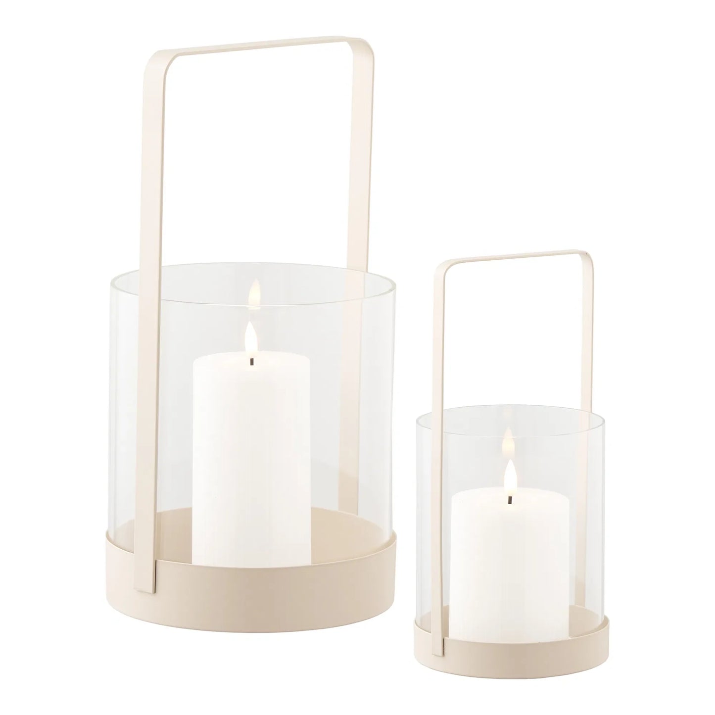 Luxusbetten24 Kerzenhalter Narviona – Eleganter Metall-Glas 2er‑Set in Beige