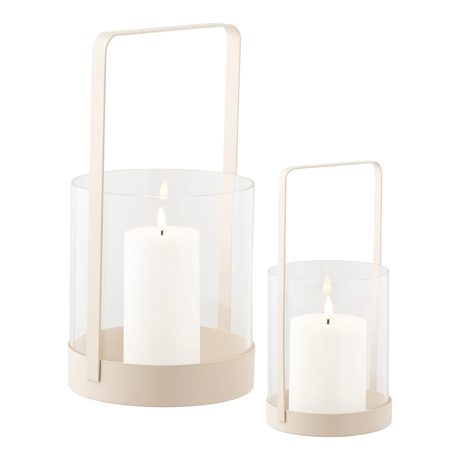 Luxusbetten24 Kerzenhalter Narviona – Eleganter Metall-Glas 2er‑Set in Beige