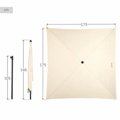 Aktive Parasol de Jardín Beige 175 × 175 cm Mástil Centrado