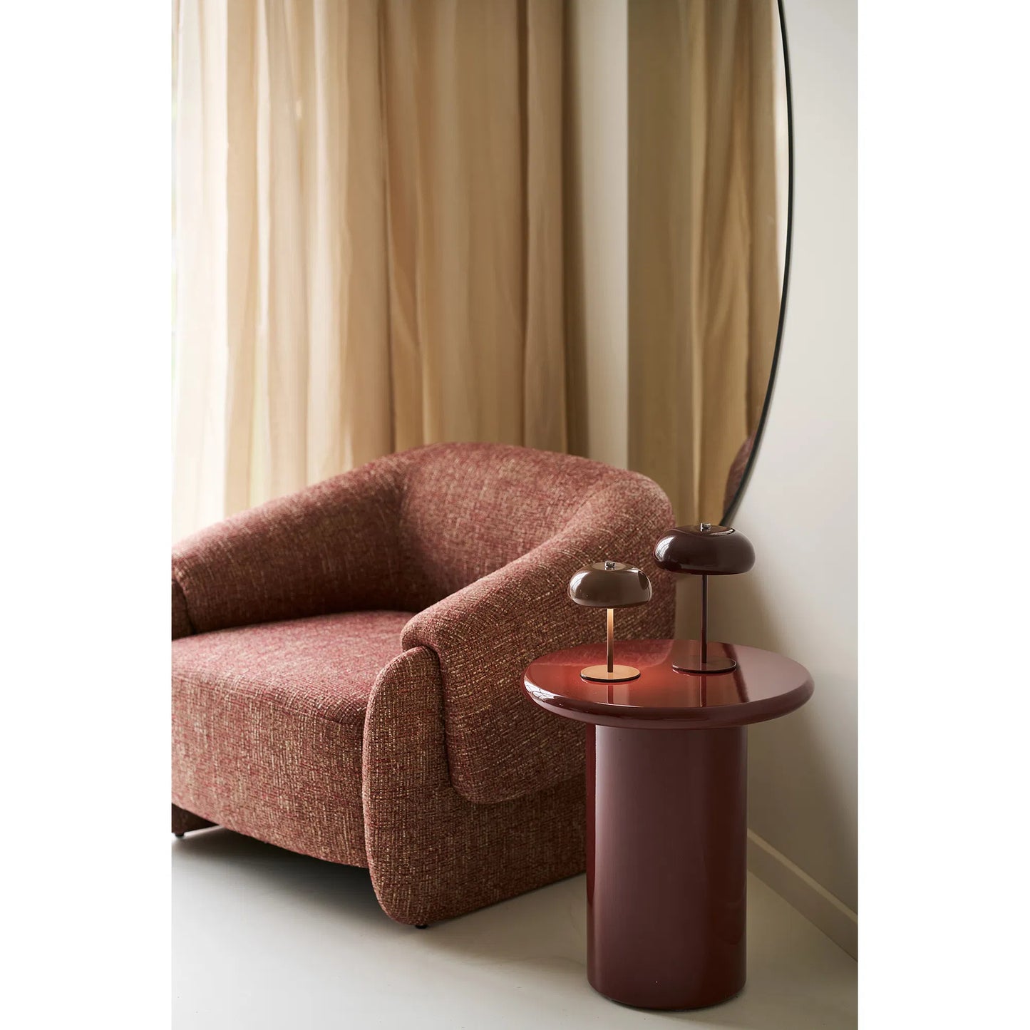 Luxusbetten24 Elviora Tischlampe Design aus Metall, LED, Bordeaux