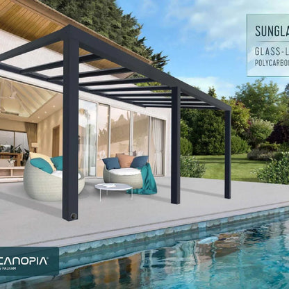Canopia By Palram Pergola Adosada Gris Aluminio Policarbonato