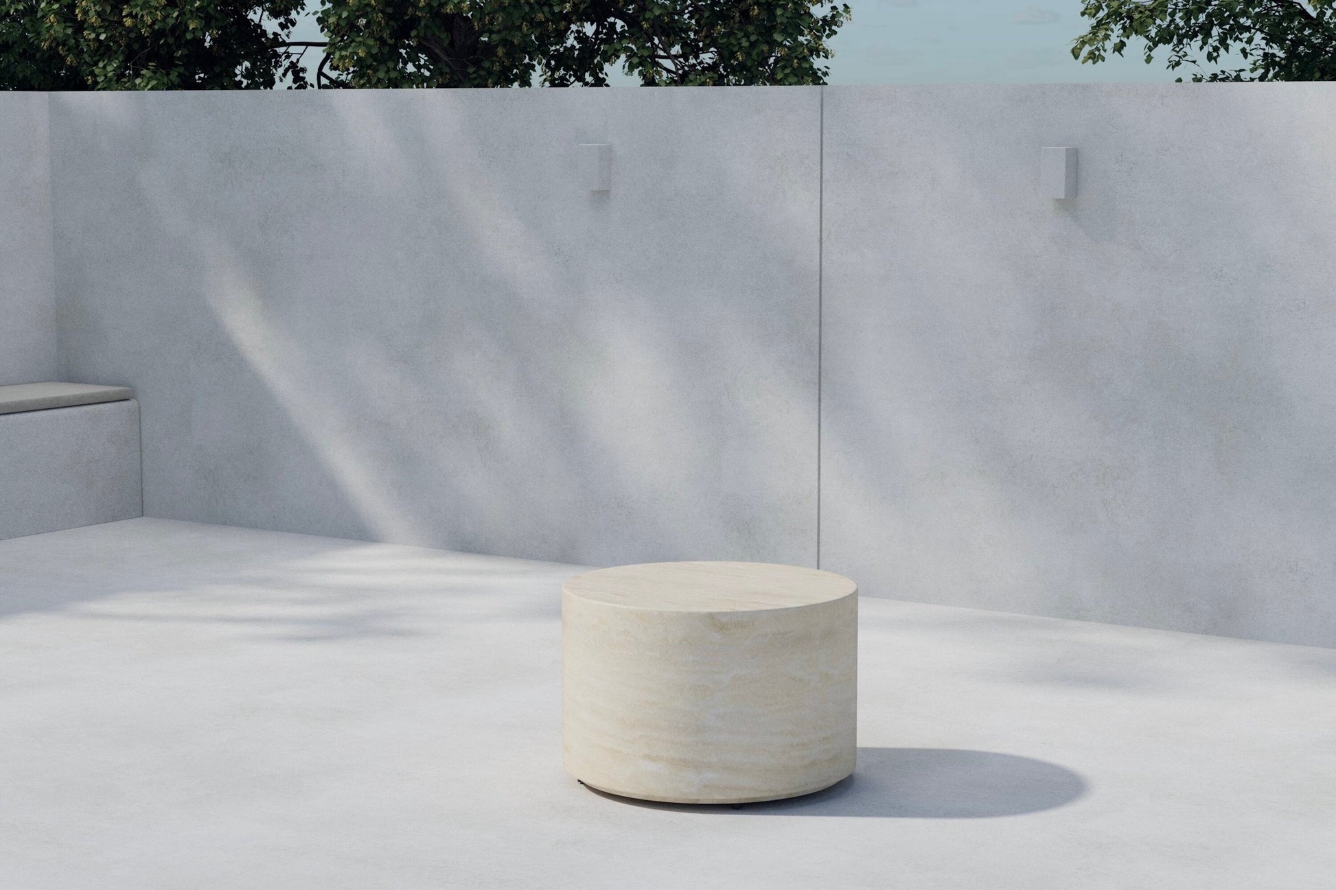 Garten Beistelltisch Pirello – Rundes Design aus Aluminium und Polypropylen, Beige