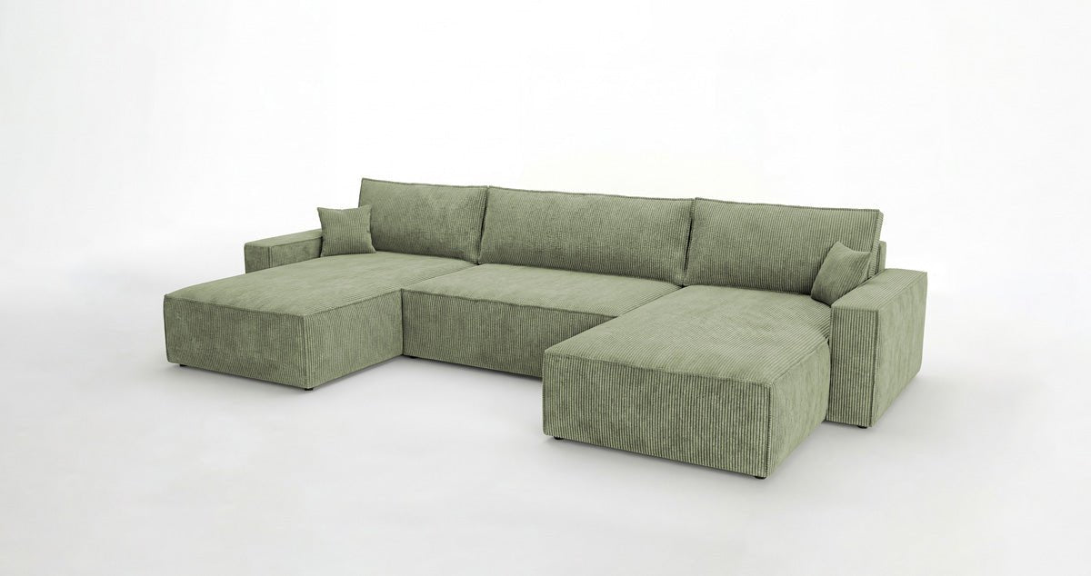 Luxusbetten24 Designer Sofa Vienna U Cord mit Schlaffunktion und Stauraum