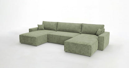 Luxusbetten24 Designer Sofa Vienna U Cord mit Schlaffunktion und Stauraum