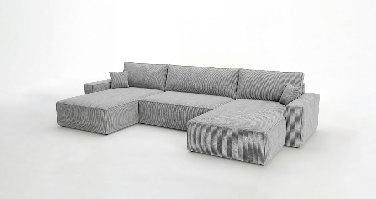 Luxusbetten24 Designer Sofa Vienna U Cord mit Schlaffunktion und Stauraum