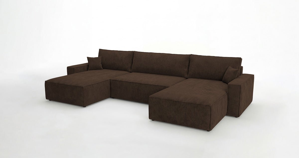 Luxusbetten24 Designer Sofa Vienna U Cord mit Schlaffunktion und Stauraum