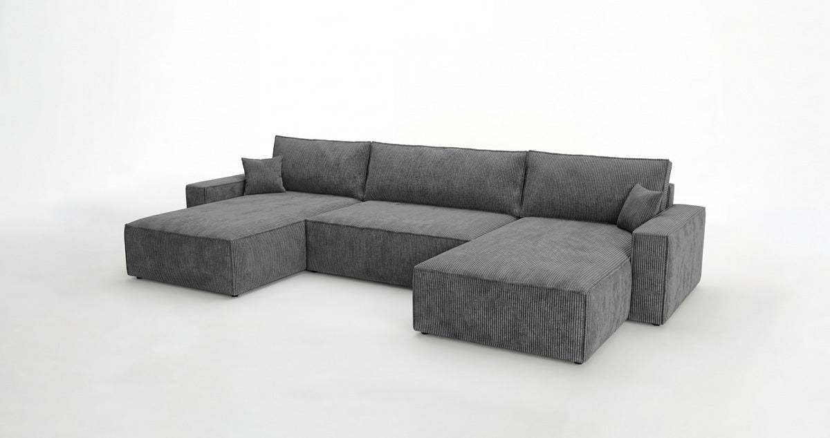 Luxusbetten24 Designer Sofa Vienna U Cord mit Schlaffunktion und Stauraum