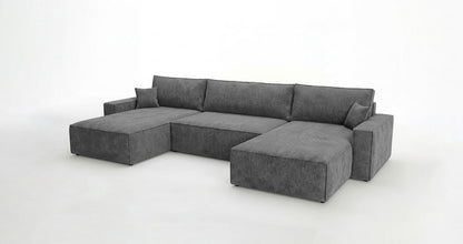 Luxusbetten24 Designer Sofa Vienna U Cord mit Schlaffunktion und Stauraum