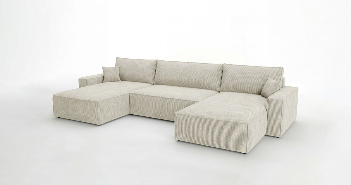 Luxusbetten24 Designer Sofa Vienna U Cord mit Schlaffunktion und Stauraum