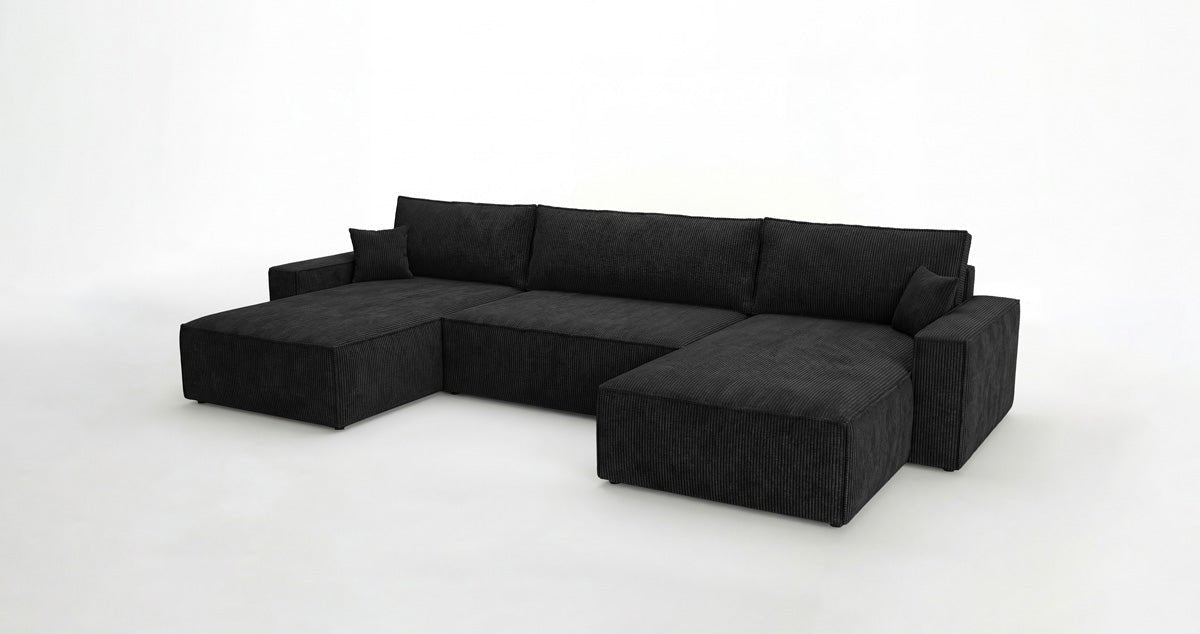 Luxusbetten24 Designer Sofa Vienna U Cord mit Schlaffunktion und Stauraum