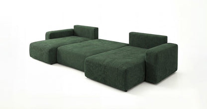Designer Sofa Noma U mit Schlaffunktion und Stauraum in Cord