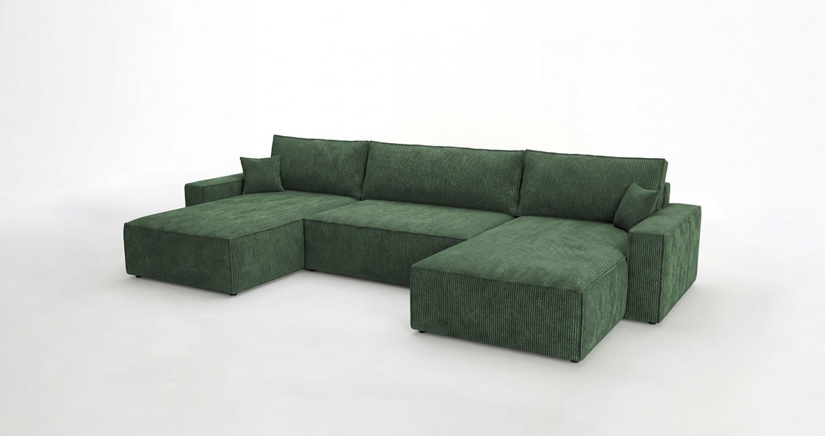 Luxusbetten24 Designer Sofa Vienna U Cord mit Schlaffunktion und Stauraum