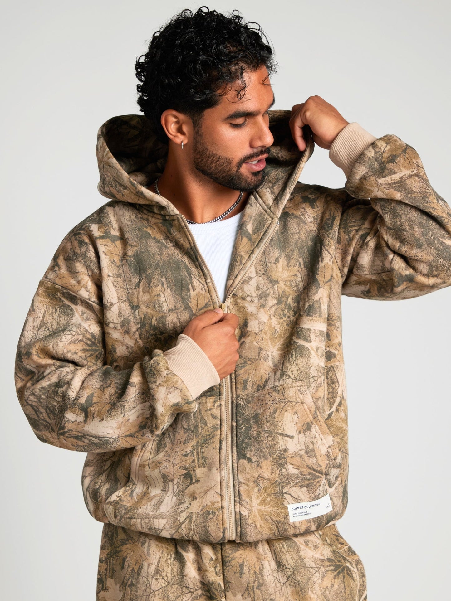 Comfrt Camo Zip Hoodie CloudTouch Fleece Oversized Unisex
