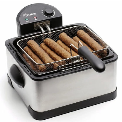 Bestron DF402B Freidora eléctrica 4.5L 2000W Triple Cesta Inox