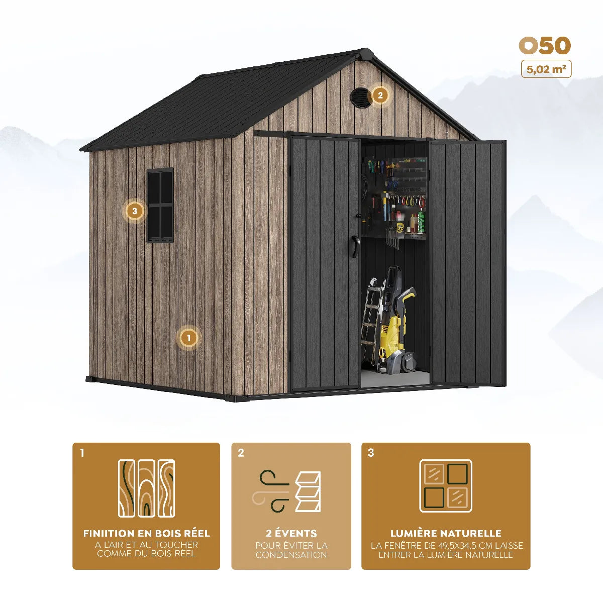 Abri Jardin Résine Hoggar Oak O50 MKR00013919284