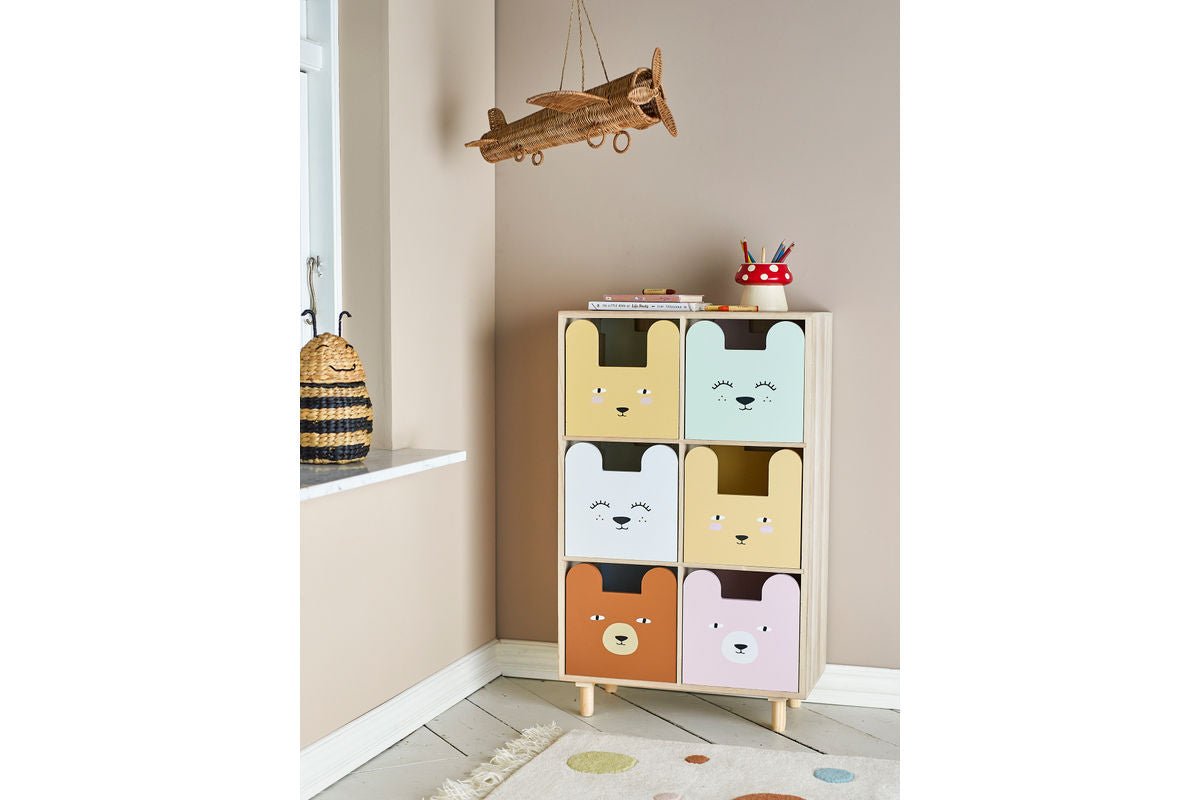 Kinder-Bücherregal „Linus“ mit Schubladen, Buntes Design, Für Kinderzimmer
